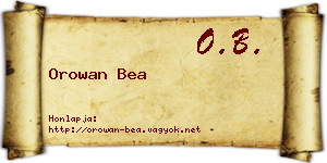 Orowan Bea névjegykártya